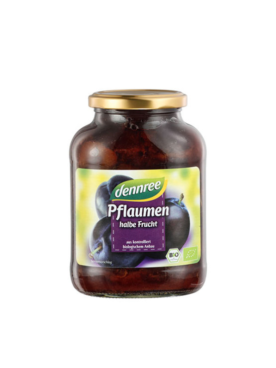 Dennree organic plum compote in a glass jar of 540g