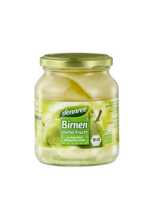 Dennree organic williams pear compote in a glass jar of 350g