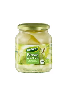 Dennree organic williams pear compote in a glass jar of 350g