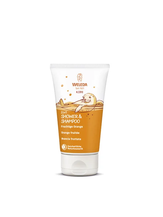 Weleda Kids 2 in 1 Shampoo & Body Wash - Orange in a packaging of 150ml