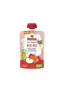 Holle organic apple and strawberry puree in a convenient pouch of 100g