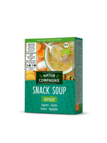 Natur Compagnie organic instant veggie soup in a cardboard packaging containing 3 sachets of 18g