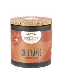 BioLotta organic chilli flakes in a cardboard can containing 37g