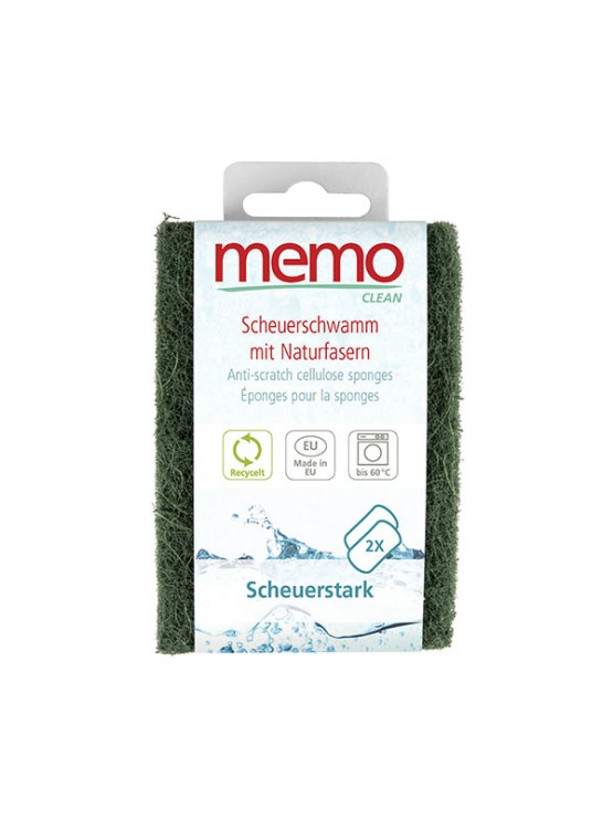 Memo anti-scratch scrub sponges in a packaging containing two sponges