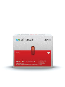 Almagea Krill Oil Cardio+ in a packaging containing 30 capsules