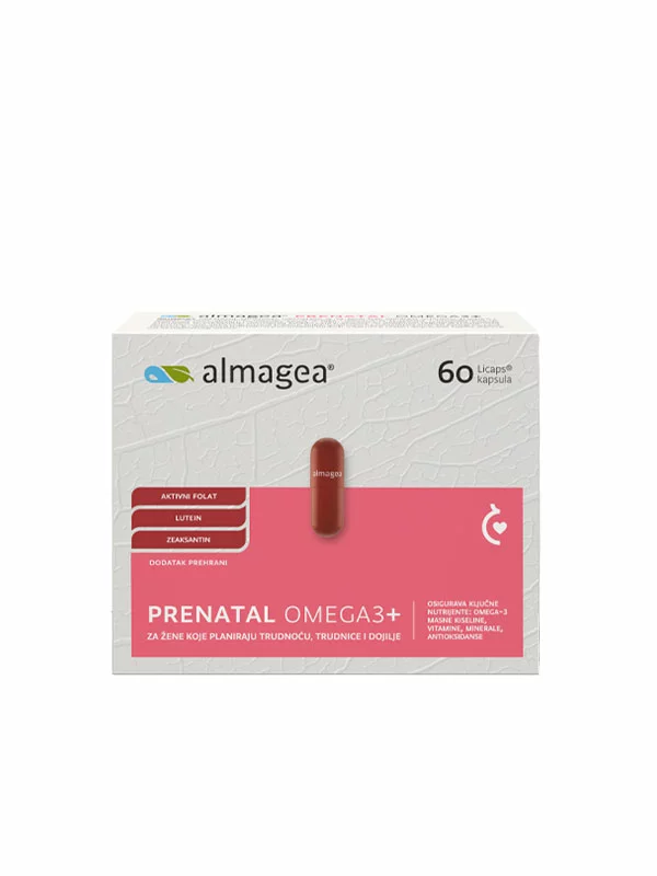 Almagea prenatal omega3+ in a packaging of 60 capsules