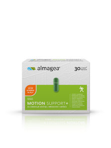 Almagea motion support+ in a packaging containing 30 capsules