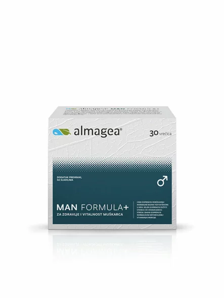 Almagea Man Formula+ in a packaging containing 30 sachets