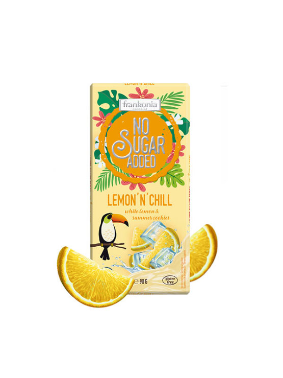 Frankonia lemon and cookies white chocolate with no added sugar in a packaging of 90g