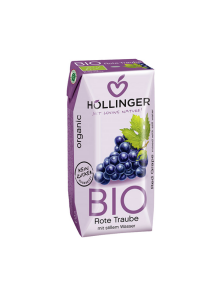 Hollinger organic black grape juice in a to-go packaging of 200ml