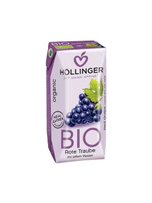Hollinger organic black grape juice in a to-go packaging of 200ml