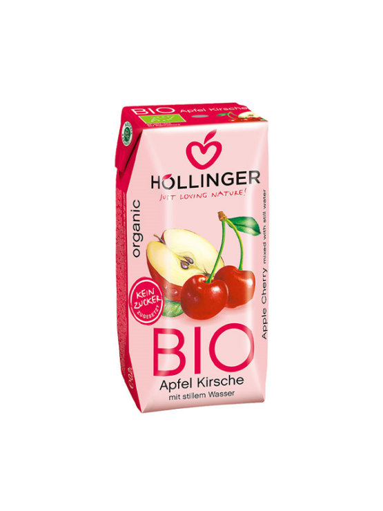 Hollinger organic apple & cherry juice in a practical to-go packaging of 200ml