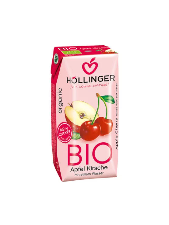 Hollinger organic apple & cherry juice in a practical to-go packaging of 200ml