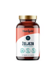 Nutrigold iron 30mg in a packaging containing 90 vegan capsules