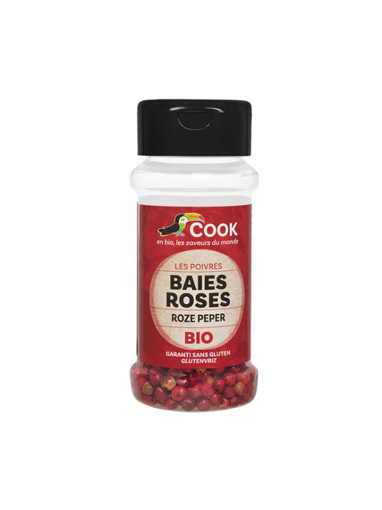 Cook organic pink peppercorns in a transparent packaging of 20g