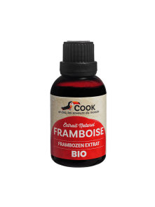 Cook organic raspberry extract in a dark bottle of 50ml