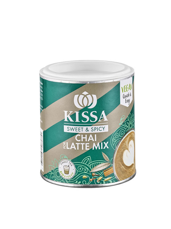 Kissa organic chai latte mix in a cardboard packaging of 120g