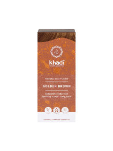 Khadi golden brown natural hair colour - golden brown in a  cardboard packaging of 100g