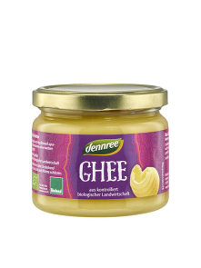 Dennree organic clarified butter ghee in a glass jar of 240g