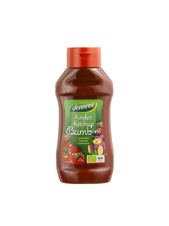 Dennree organic junior ketchup without granulated sugar in a dispensable bottle of 500ml