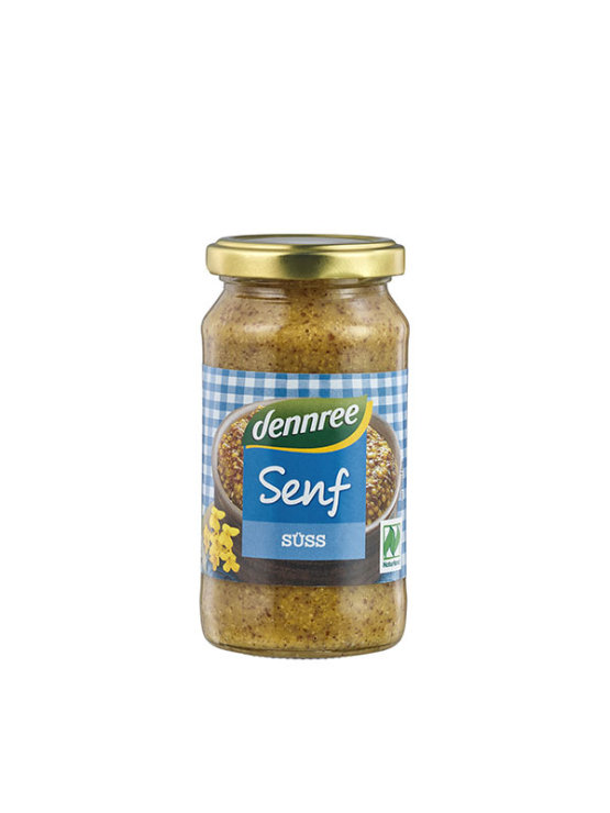 Dennree organic sweet mustard in a glass packaging of 200ml