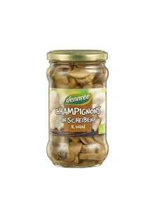 Dennree organic champignons in water in a glass jar of 280g