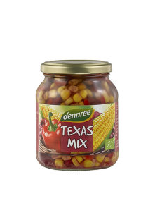 Dennree organic texas mix in a glass jar of 350g