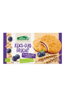Allos organic double blueberry biscuits in a packaging of 175g