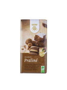 Gepa organic chocolate pralines in packaging containing 100g