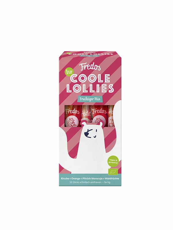 Fredo´s organic ice lollies in various fruity flavours