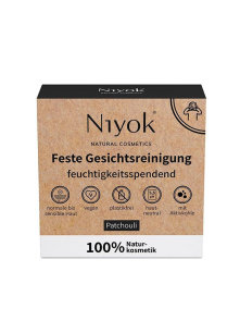 Niyok facial cleansing soap bar with activated charcoal in a cardboard packaging containing soap bar weighing 80g