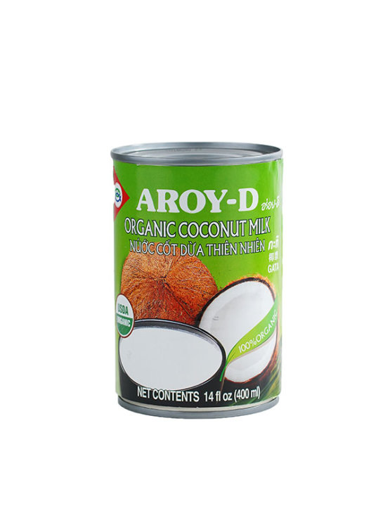 Aroy-D organic coconut milk with 19% fat in a can containing 400ml