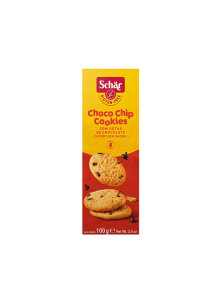 Schar gluten free chocolate chip cookies in a packaging containing 100g
