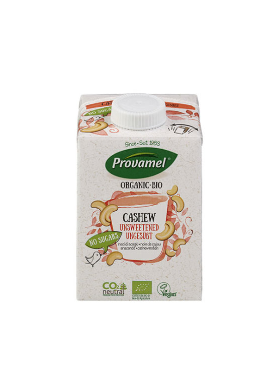 Provamel organic cashew drink in a 500ml tetra pak packaging