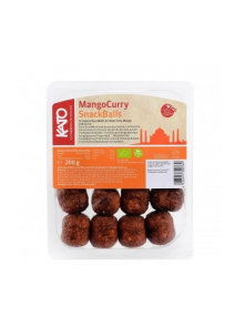 Kato organic vegan snack balls with mango and curry in a plastic packaging of 200g