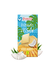 Frankonia organic vegan white chocolate with coconut and almond in a packaging of 100g