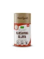 Nutrigold organic mushroom blend powder in a cylindrical cardboard packaging of 150g