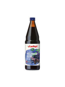 Voelkekl organic elderberry juice in a dark glass bottle of 0,75l