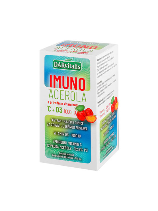 DARvitalis immuno acerola with vitamin c+d3 in a packaging containing 60 capsules