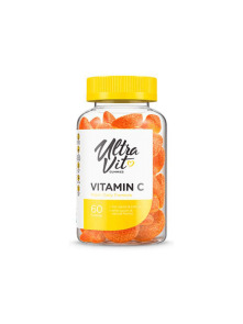 Ultravit vitamin C gummies in a clear plastic packaging containing 60 chewable vitamins