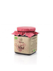 Uje organic nona sour cherry spread in a glass jar of 230g