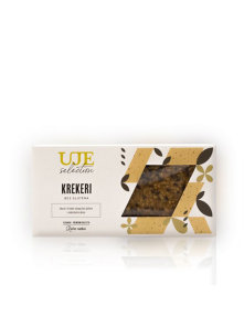 Uje gluten free cracker selection in a cardboard packaging of 150g