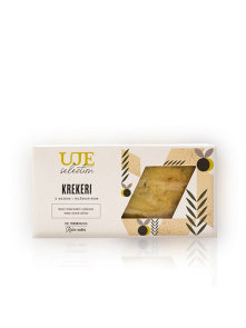 Uje Cracker Selection with honey and rosemary in a cardboard packaging of 150g