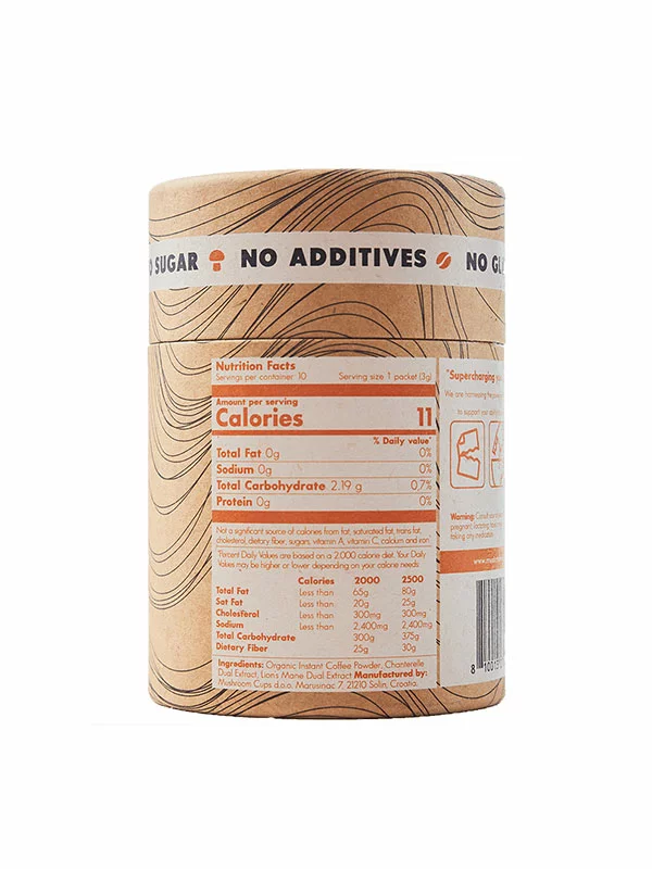 Go Sharp Mushroom Infused Instant Coffee - Organic 10x3g Mushroom Cups