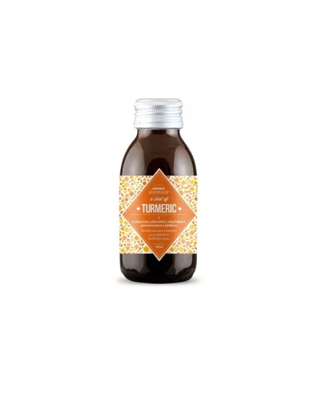 Organic Human organic turmeric shot in a dark bottle of 100ml