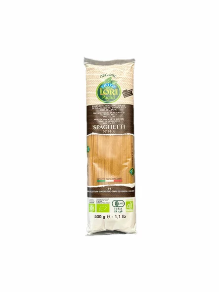 Pasta Lori Puglia organic whole grain durum wheat spaghetti pasta in a packaging of 500g
