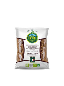 Pasta Lori Puglia organic penne pasta from whole grain durum wheat in a packaging of 500g