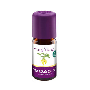 Taoasis organic ylang ylang essential oil in a glass bottle of 5ml