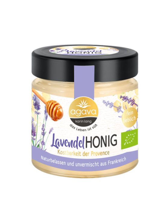 Agava Karin Lang organic lavender honey in a glass jar of 250g