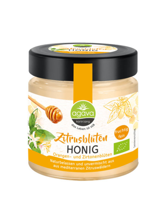 Agava Karin Lang organic citrus blossom honey in a glass jar of 500g